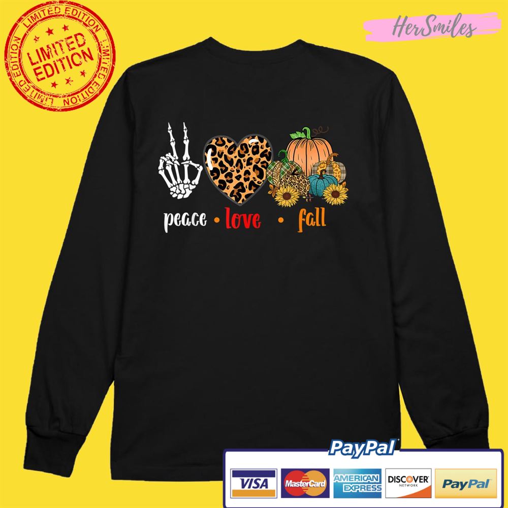 Peace Love Fall Leopard Pumpkin Halloween Sunflower Women Shirt