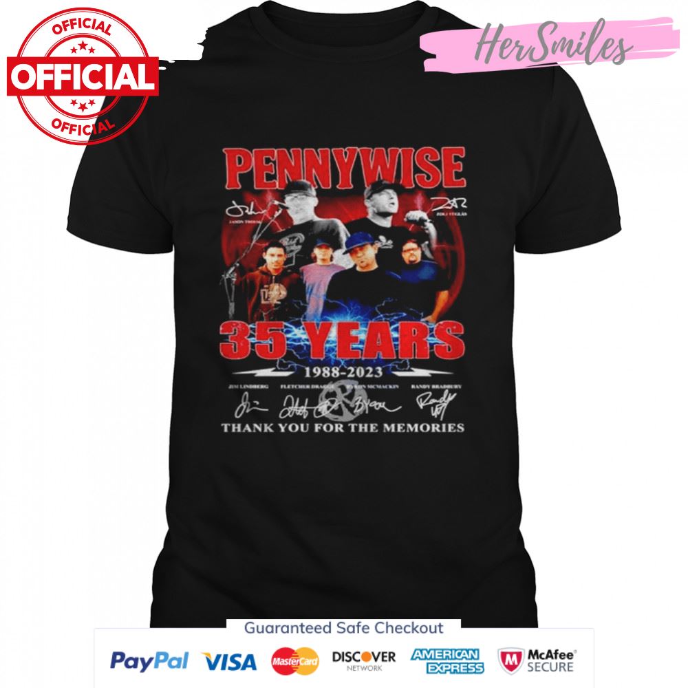 Pennywise 35 years 1988 2023 thank you for the memories signatures shirt