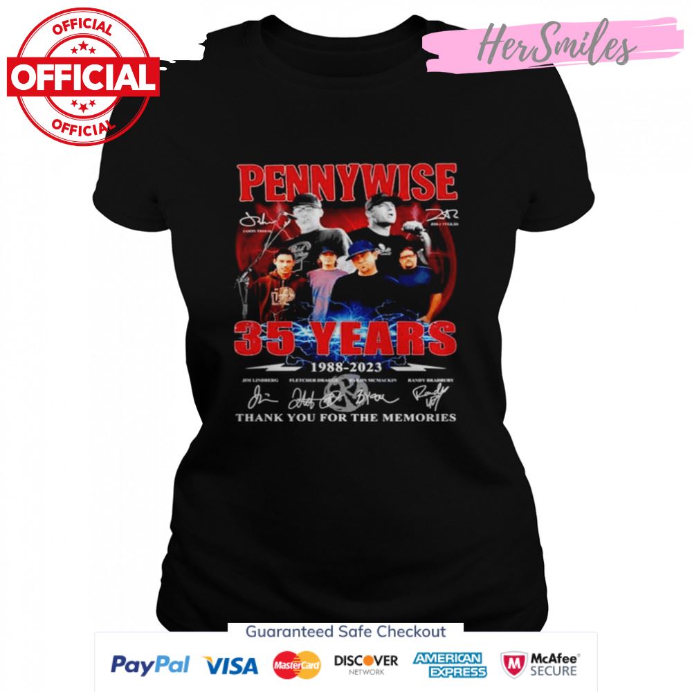 Pennywise 35 years 1988 2023 thank you for the memories signatures shirt
