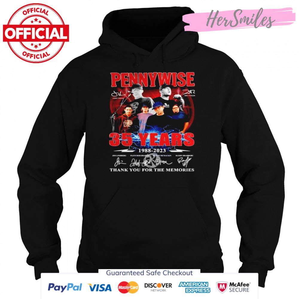 Pennywise 35 years 1988 2023 thank you for the memories signatures shirt Pennywise 35 years 1988 2023 thank you for the memories signatures shirt