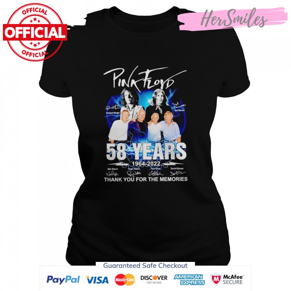 Pink Floyd 58 years 1964-2022 thank you for the memories signatures shirt