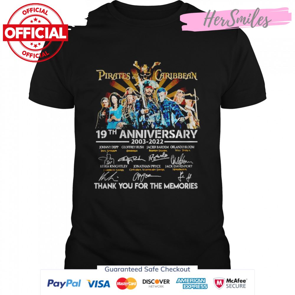 Pirates of the Caribbean 19th anniversary 2003-2022 thank you for the memories signatures shirt