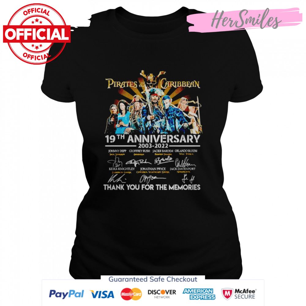 Pirates of the Caribbean 19th anniversary 2003-2022 thank you for the memories signatures shirt