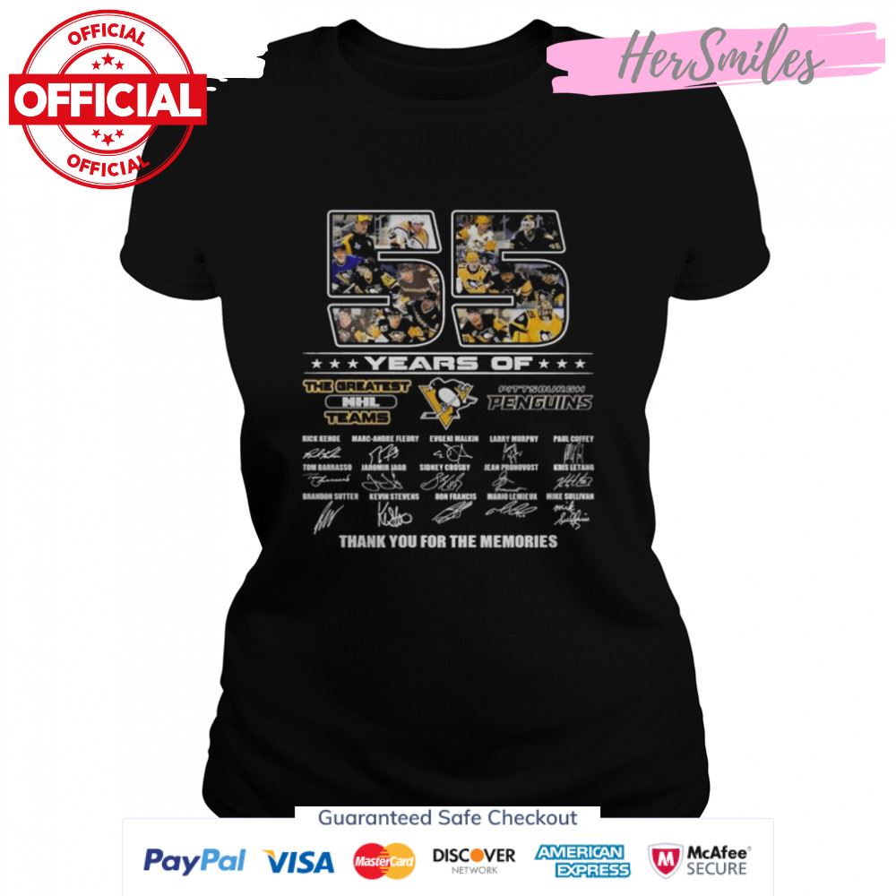 Pittsburgh Penguins 55 years the greatest NHL Teams thank you for the memories signatures shirt