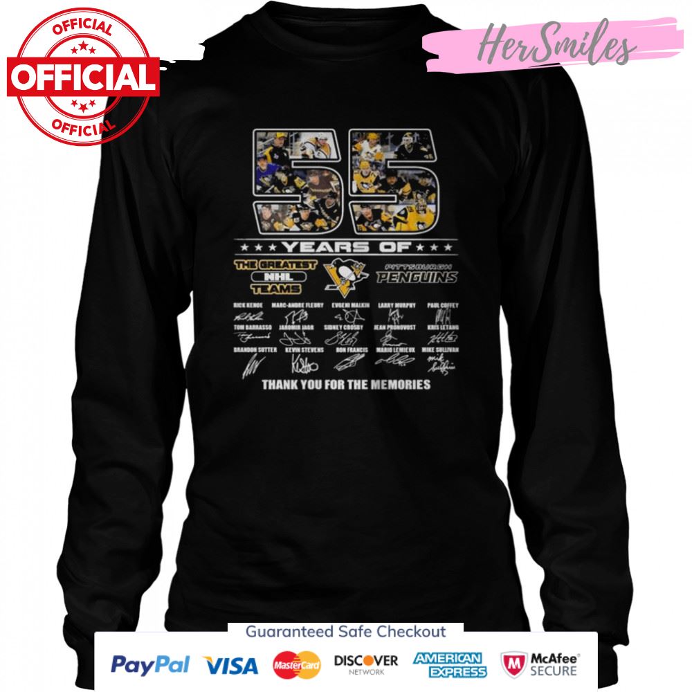 Pittsburgh Penguins 55 years the greatest NHL Teams thank you for the memories signatures shirt Pittsburgh Penguins 55 years the greatest NHL Teams thank you for the memories signatures shirt