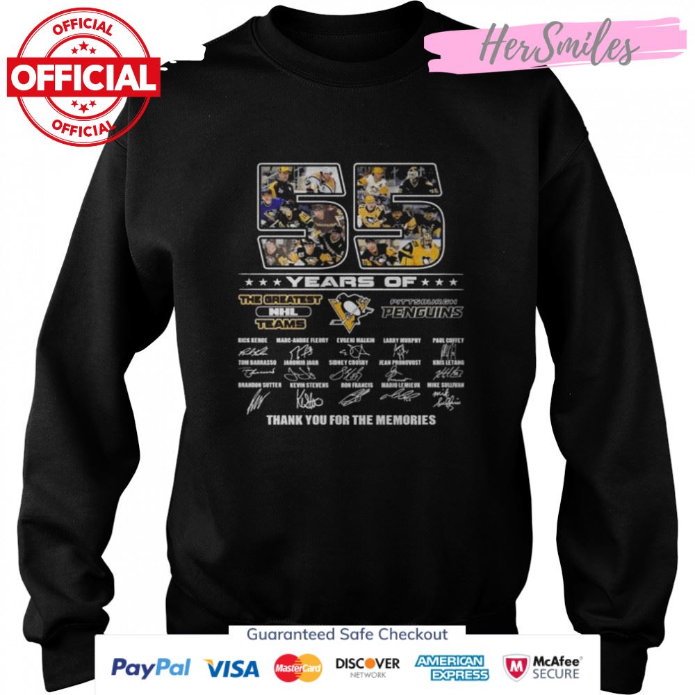 Pittsburgh Penguins 55 years the greatest NHL Teams thank you for the memories signatures shirt Pittsburgh Penguins 55 years the greatest NHL Teams thank you for the memories signatures shirt