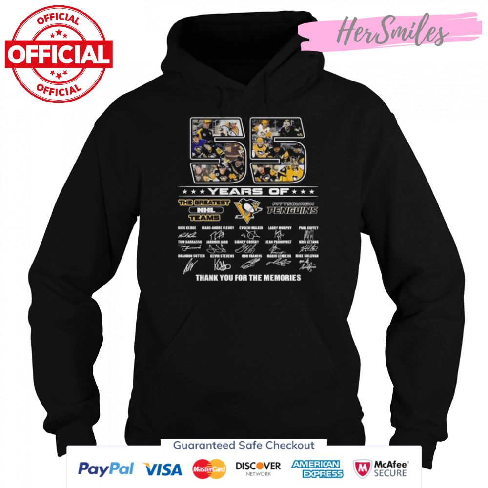 Pittsburgh Penguins 55 years the greatest NHL Teams thank you for the memories signatures shirt Pittsburgh Penguins 55 years the greatest NHL Teams thank you for the memories signatures shirt