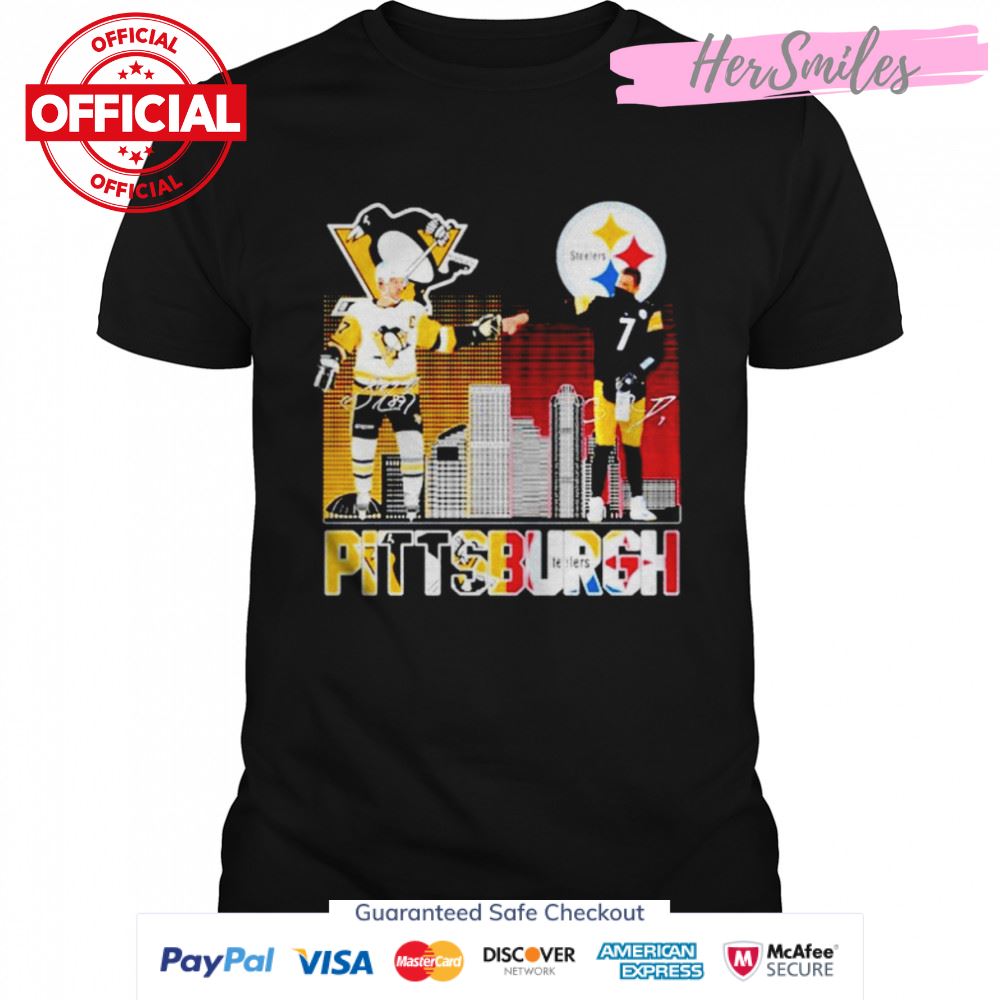 Pittsburgh Sports Teams Sidney Crosby and Ben Roethlisberger signatures shirt