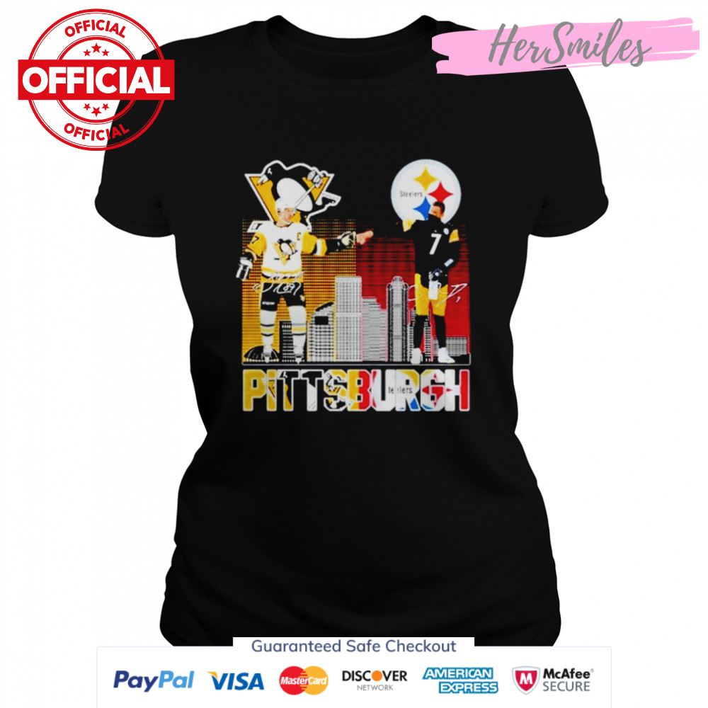 Pittsburgh Sports Teams Sidney Crosby and Ben Roethlisberger signatures shirt