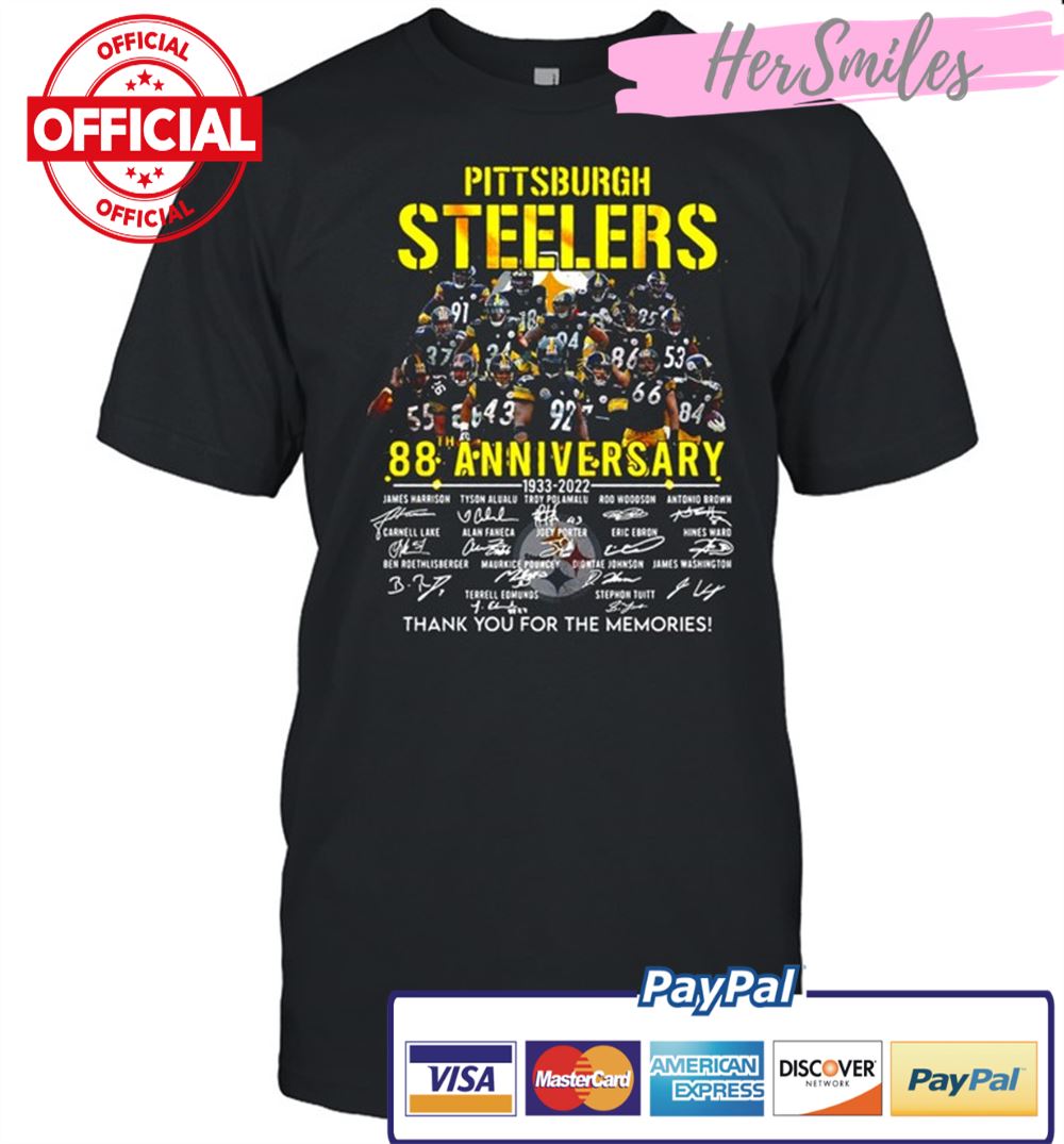 Pittsburgh Steelers 88th Anniversary 1933-2022 Signature Thank You For The Memories T-shirt