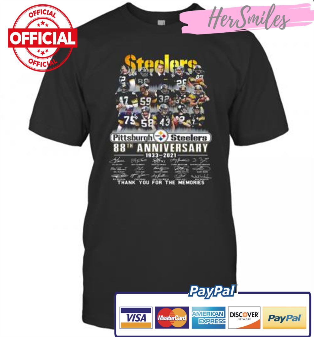 Pittsburgh Steelers 88Th Anniversary Signatures Thank You For The Memories T-Shirt