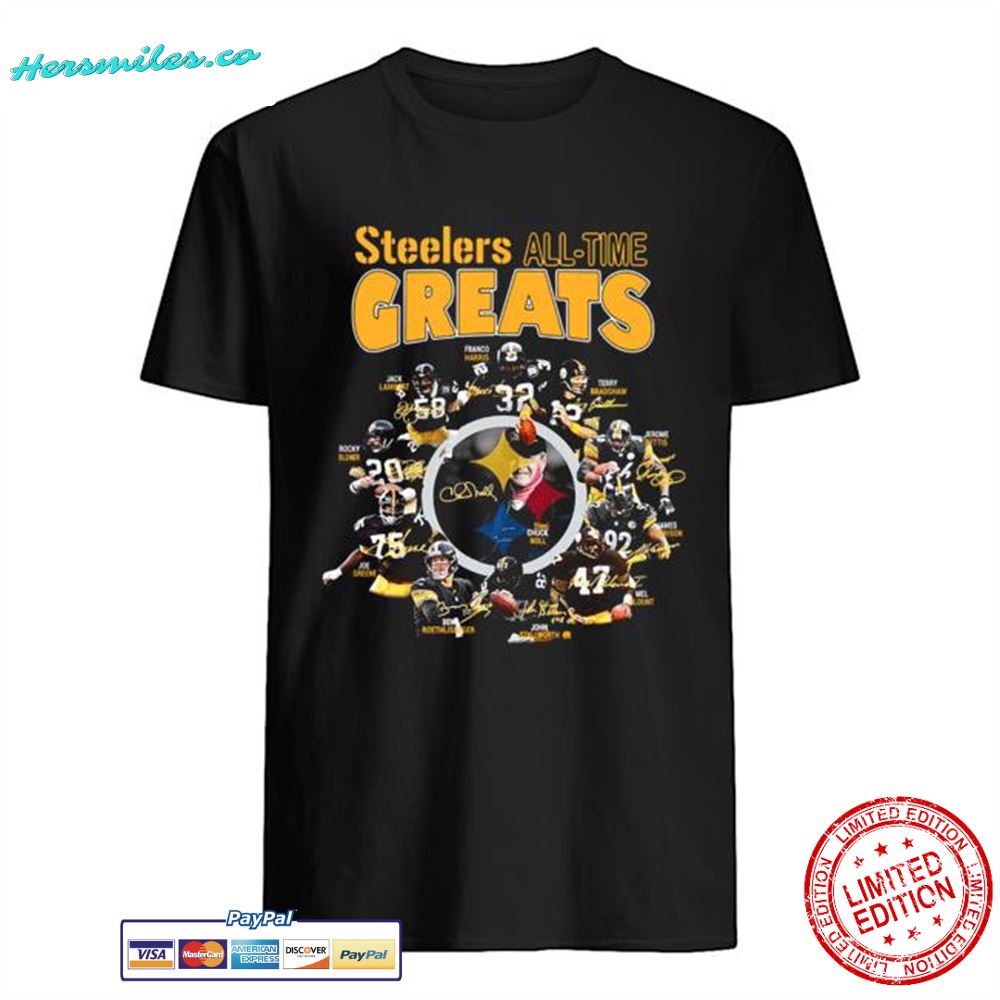 Pittsburgh Steelers all time greats players signatures shirt