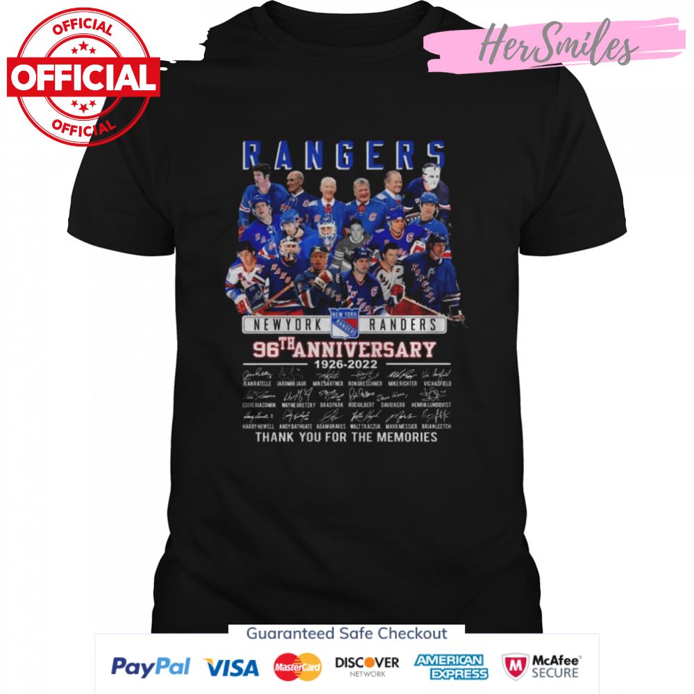 Rangers Hockey Teams 96th Anniversary 1926 2022 Signatures Thank You For The Memories Shirt