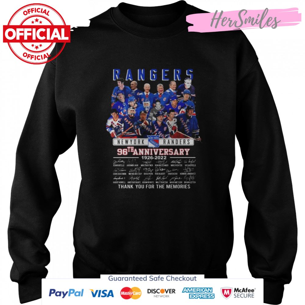 Rangers Hockey Teams 96th Anniversary 1926 2022 Signatures Thank You For The Memories Shirt Rangers Hockey Teams 96th Anniversary 1926 2022 Signatures Thank You For The Memories Shirt