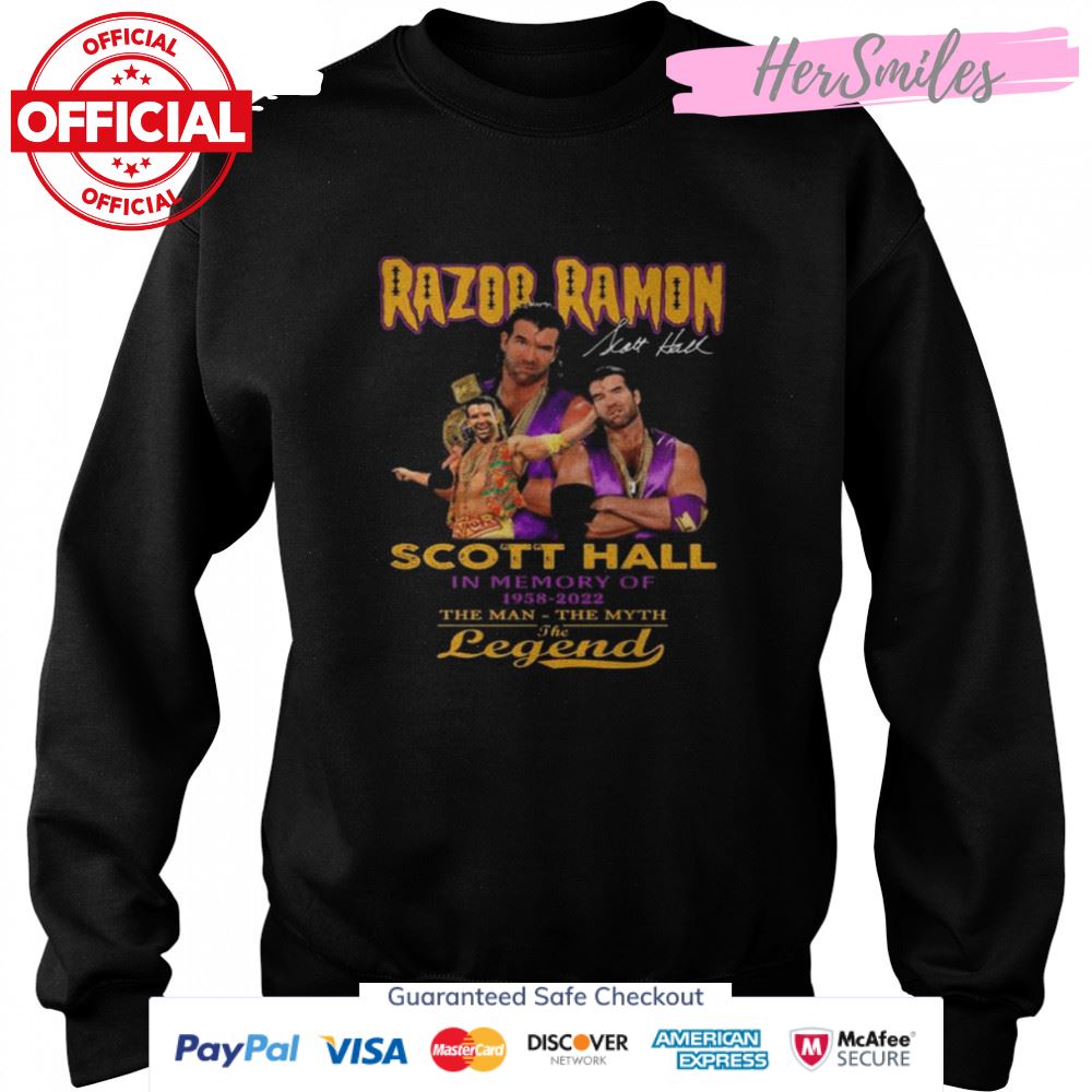 Razor Ramon Scott Hall in memory of 1958 2022 the man the myth the legend signature shirt Razor Ramon Scott Hall in memory of 1958 2022 the man the myth the legend signature shirt