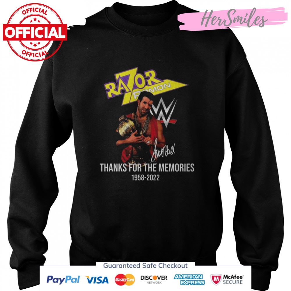 Razor Ramon thanks for the memories 1958 2022 signature shirt Razor Ramon thanks for the memories 1958 2022 signature shirt