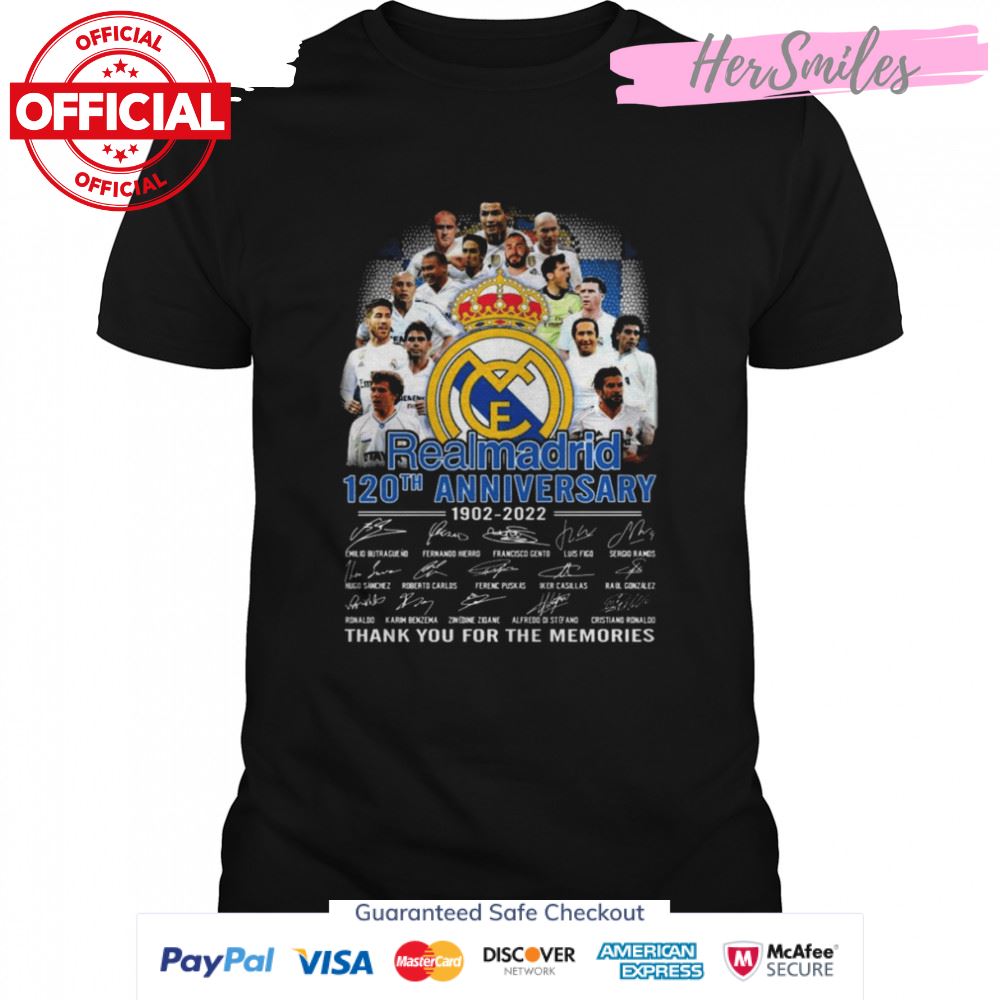 Real Madrid 120th anniversary 1902 2022 thank you for the memories signatures shirt