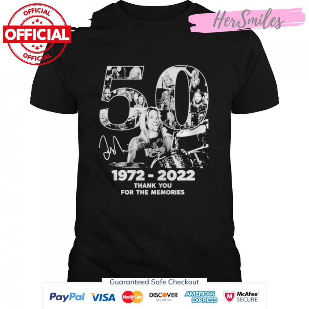 Rip Taylor Hawkins Age Of 50 1972-2022 Signature Thank You For The Memories T-Shirt