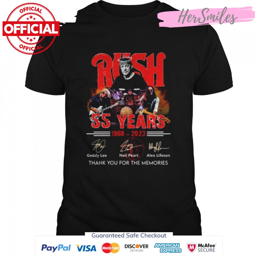 Rock Canada Rush 55 years 1968 2023 thank you for the memories signatures shirt