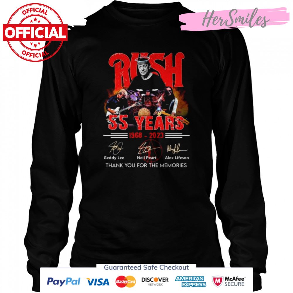 Rock Canada Rush 55 years 1968 2023 thank you for the memories signatures shirt Rock Canada Rush 55 years 1968 2023 thank you for the memories signatures shirt