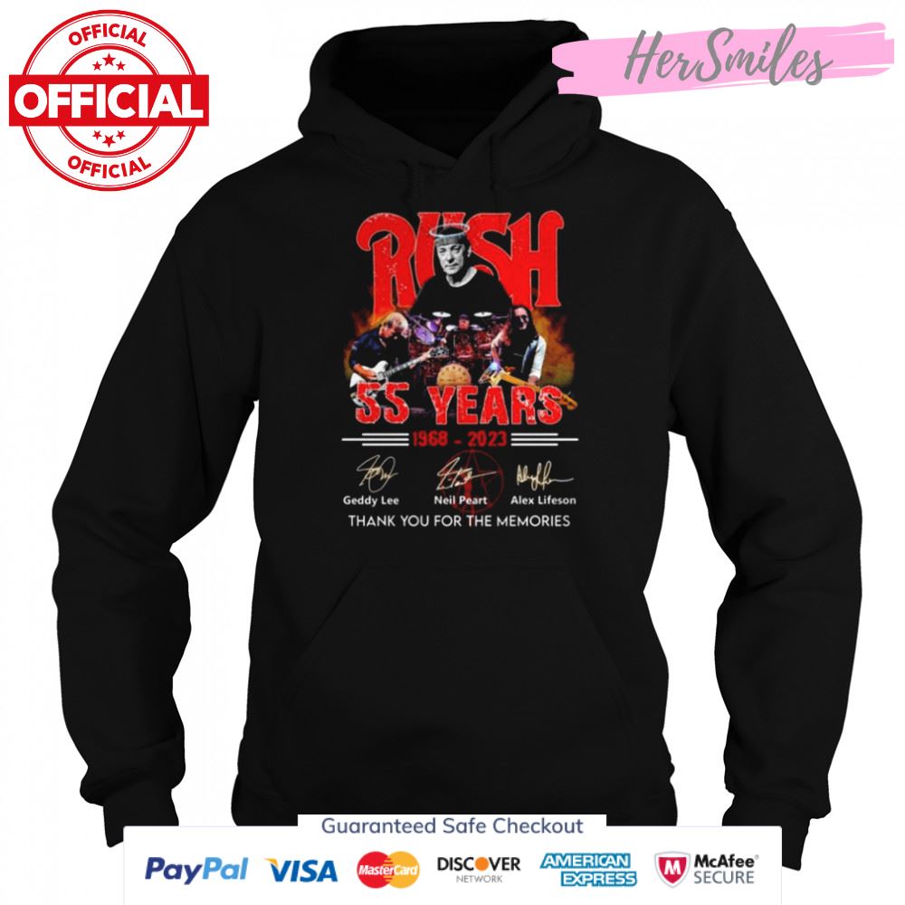 Rock Canada Rush 55 years 1968 2023 thank you for the memories signatures shirt Rock Canada Rush 55 years 1968 2023 thank you for the memories signatures shirt