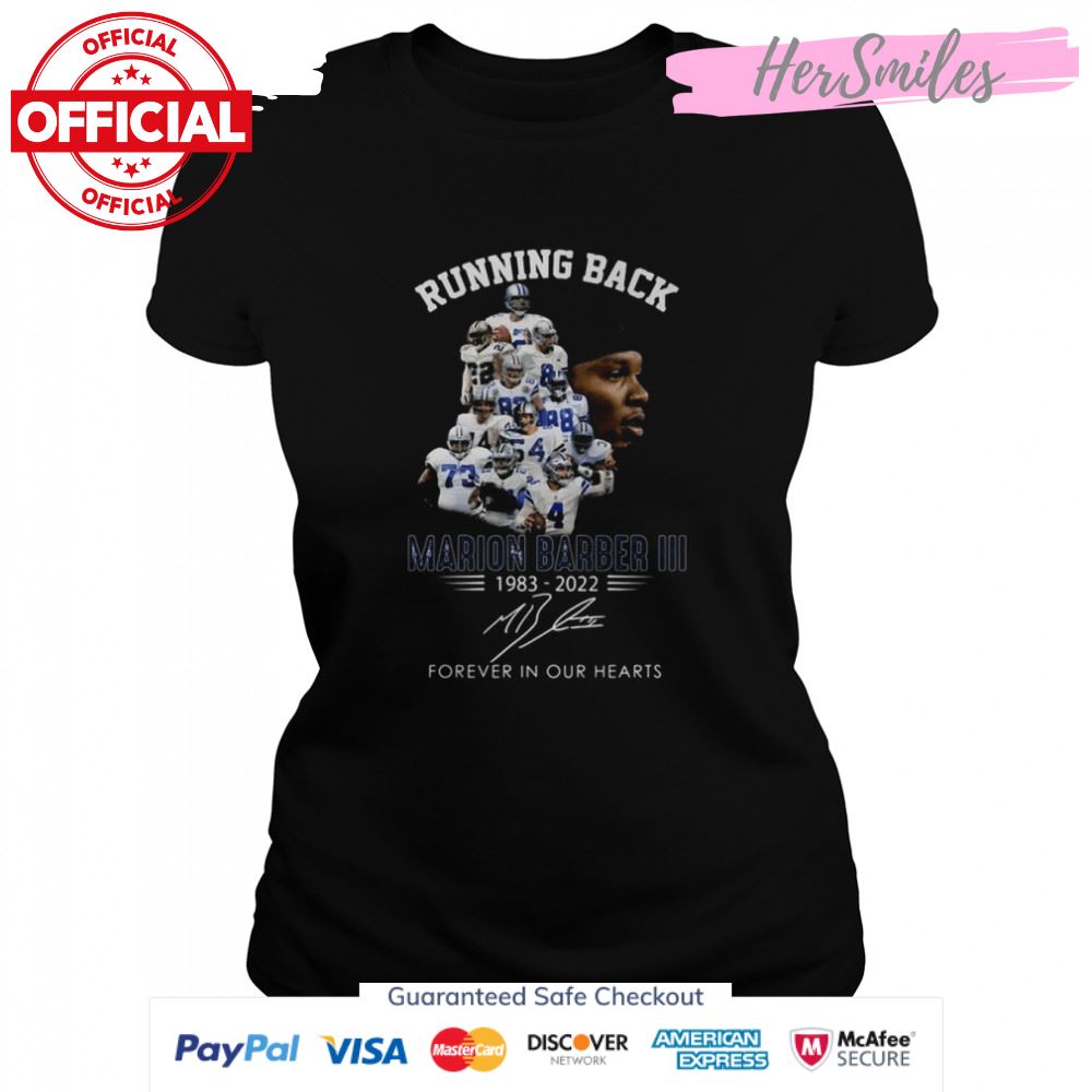 Running back Marion Barber III 1983 2022 signature shirt