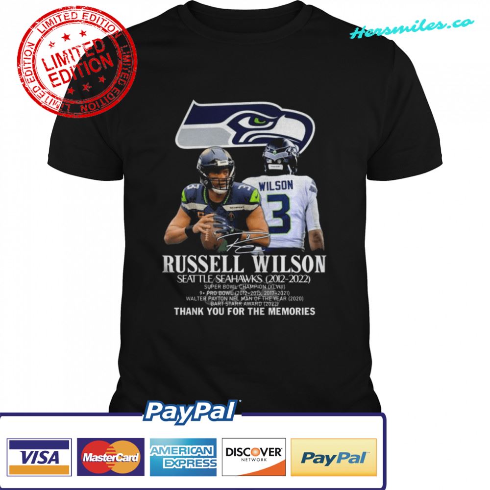 Russell Wilson Seattle Seahawks 2012 2022 thank you for the memories signature shirt