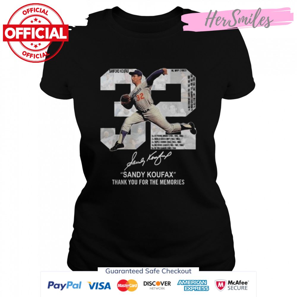 Sandy Koufax 32 Los Angeles Dodgers thank you for the memories signature shirt