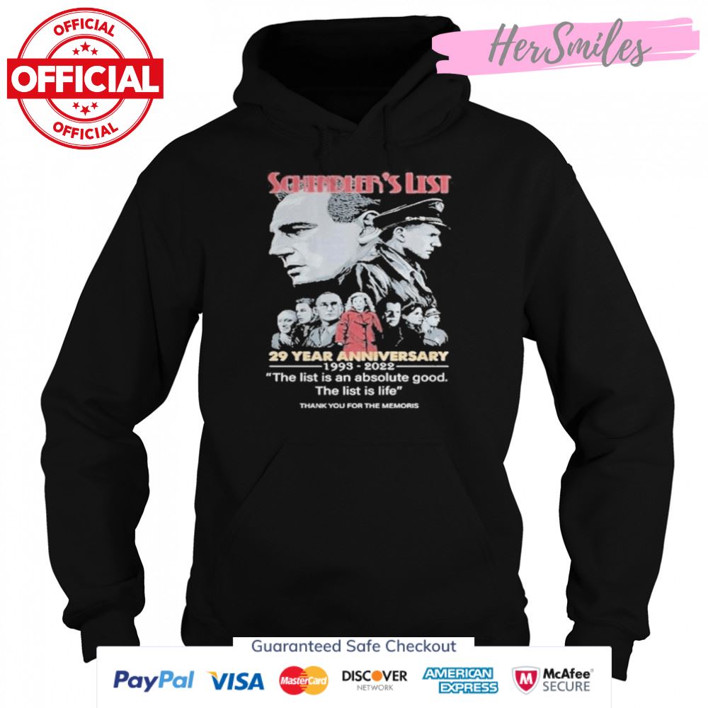 Schindler’s List 29 Years Anniversary 1993-2022 Thank You For The Memories Signatures Shirt Schindler’s List 29 Years Anniversary 1993-2022 Thank You For The Memories Signatures Shirt