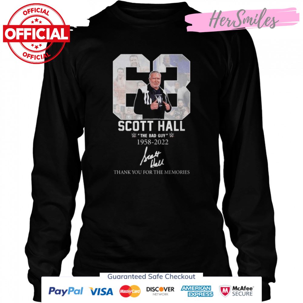 Scott Hall The Bad Guy 1958 2022 thank you for the memories signature shirt Scott Hall The Bad Guy 1958 2022 thank you for the memories signature shirt