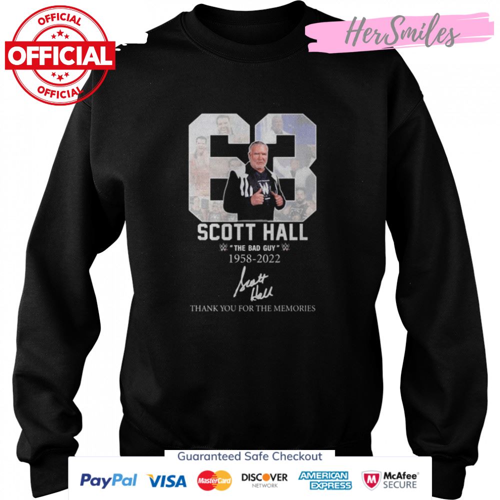 Scott Hall The Bad Guy 1958 2022 thank you for the memories signature shirt Scott Hall The Bad Guy 1958 2022 thank you for the memories signature shirt