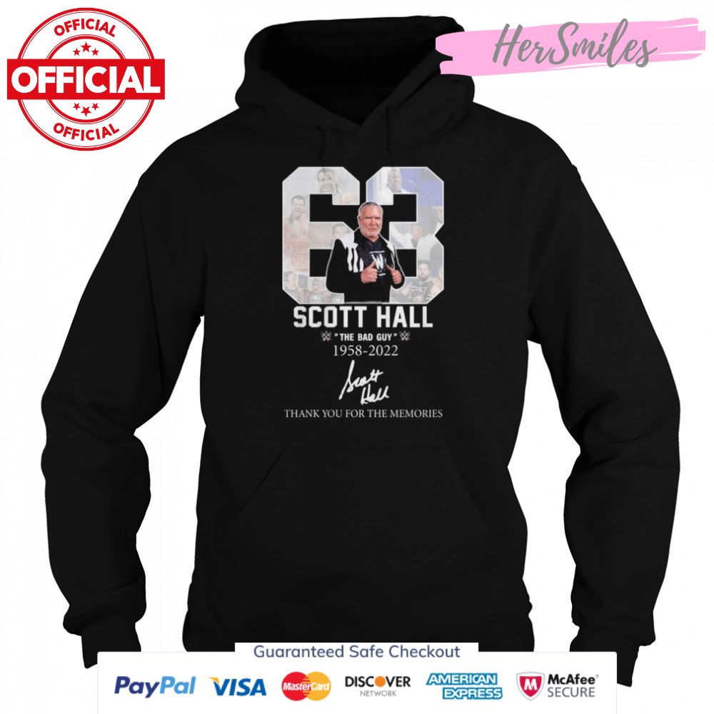 Scott Hall The Bad Guy 1958 2022 thank you for the memories signature shirt Scott Hall The Bad Guy 1958 2022 thank you for the memories signature shirt
