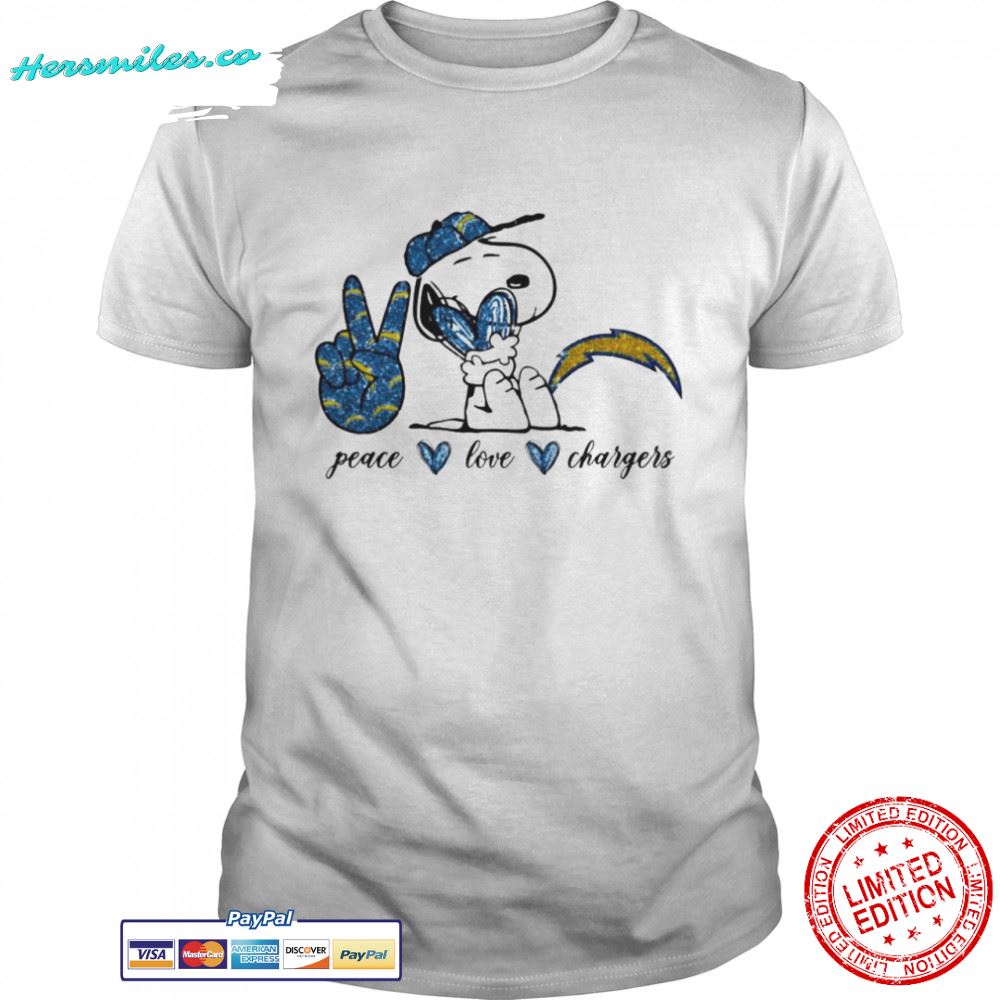 Snoopy peace love Los Angeles Chargers shirt