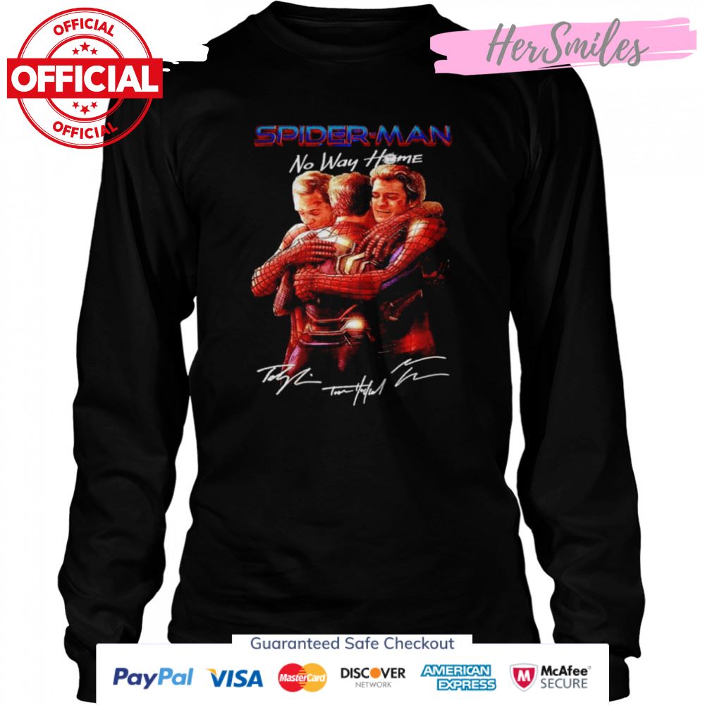 Spider Man No Way Home Spidey hug signatures shirt Spider Man No Way Home Spidey hug signatures shirt