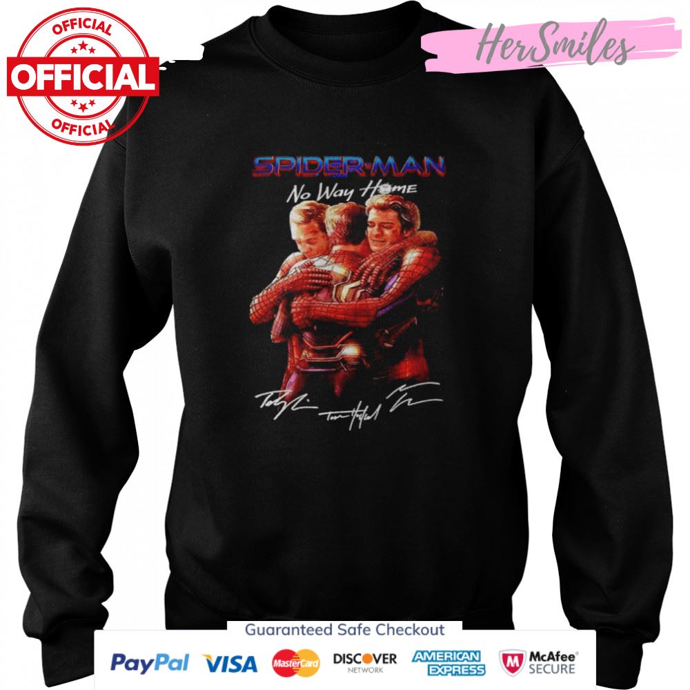 Spider Man No Way Home Spidey hug signatures shirt Spider Man No Way Home Spidey hug signatures shirt
