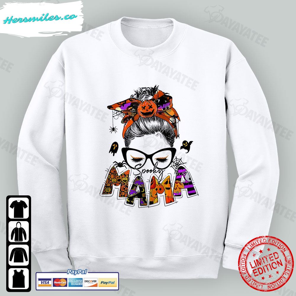 Spooky Mama Shirt Halloween Messy Bun Mom T-Shirt Spooky Mama Shirt Halloween Messy Bun Mom T-Shirt