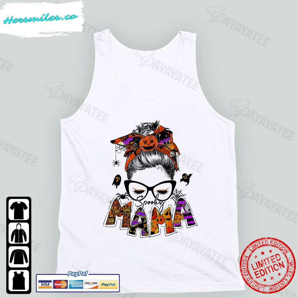 Spooky Mama Shirt Halloween Messy Bun Mom T-Shirt Spooky Mama Shirt Halloween Messy Bun Mom T-Shirt