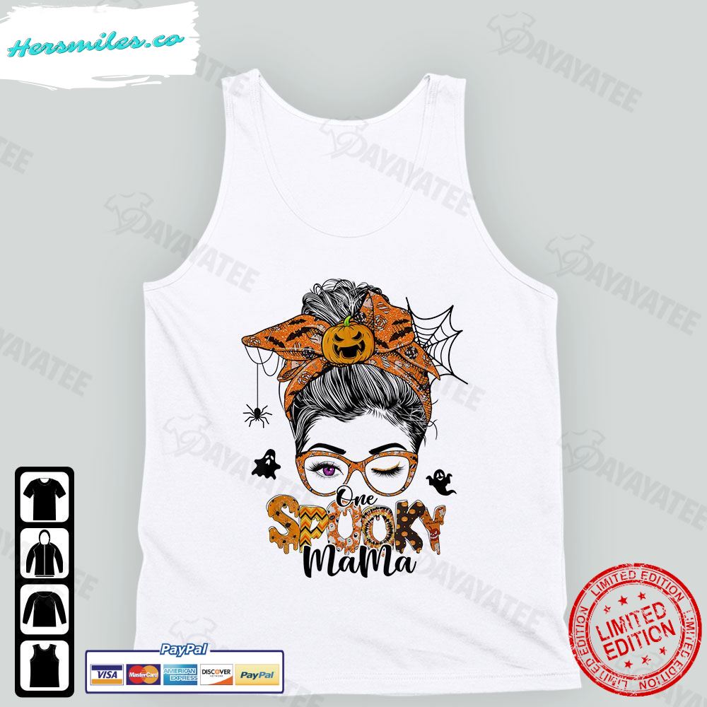 Spooky Mama Shirt Messy Bun Mom Halloween T-Shirt Spooky Mama Shirt Messy Bun Mom Halloween T-Shirt