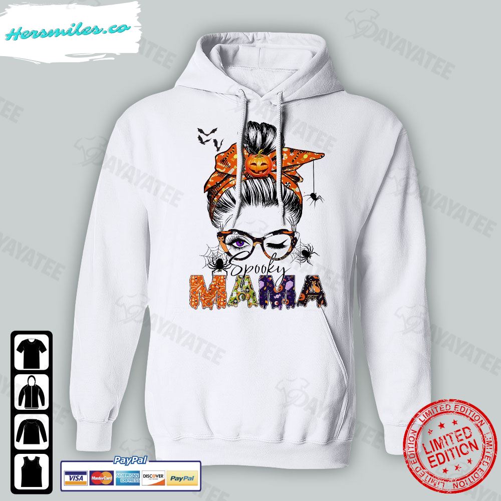 Spooky Mama Shirt Messy Bun Mom Monster Halloween T-Shirt Spooky Mama Shirt Messy Bun Mom Monster Halloween T-Shirt