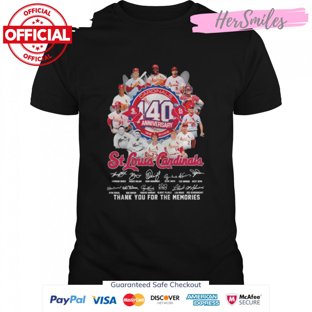 St Louis Cardinals 140th anniversary 1888-2022 signatures thank you for the memories shirt