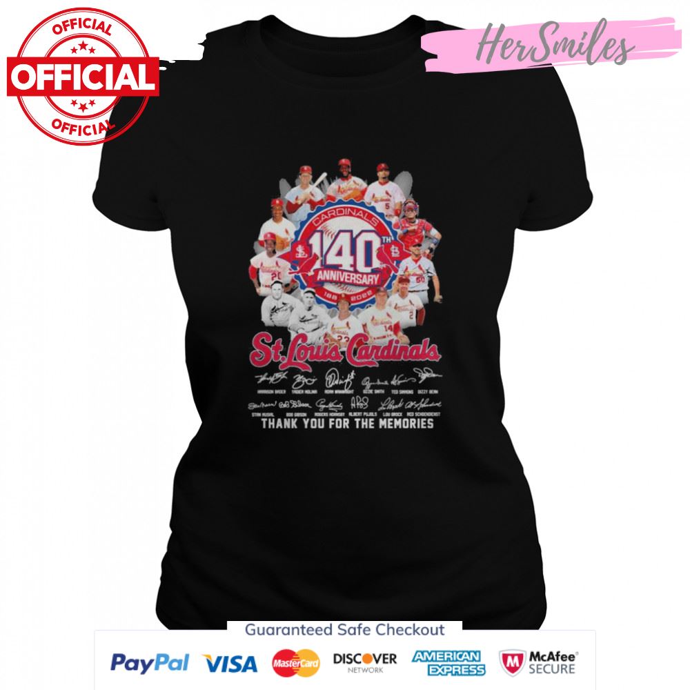St Louis Cardinals 140th anniversary 1888-2022 signatures thank you for the memories shirt
