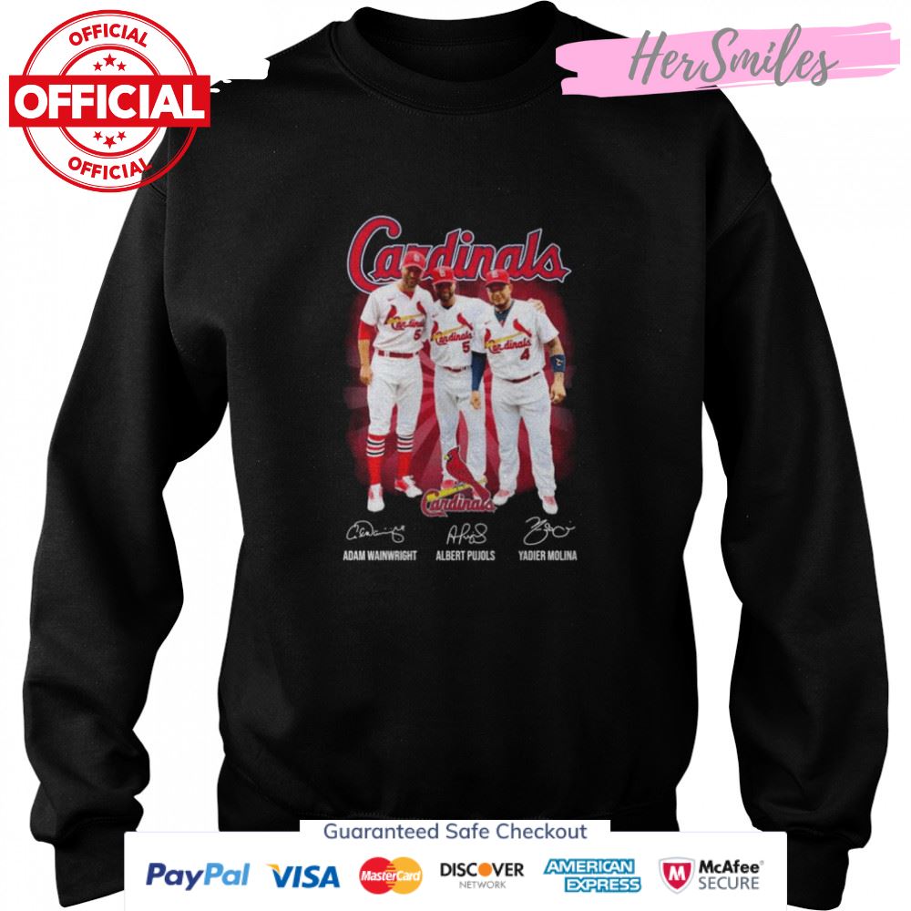 St. Louis Cardinals Adam Wainwright Albert Pujols and Yadier Molina signature shirt St. Louis Cardinals Adam Wainwright Albert Pujols and Yadier Molina signature shirt