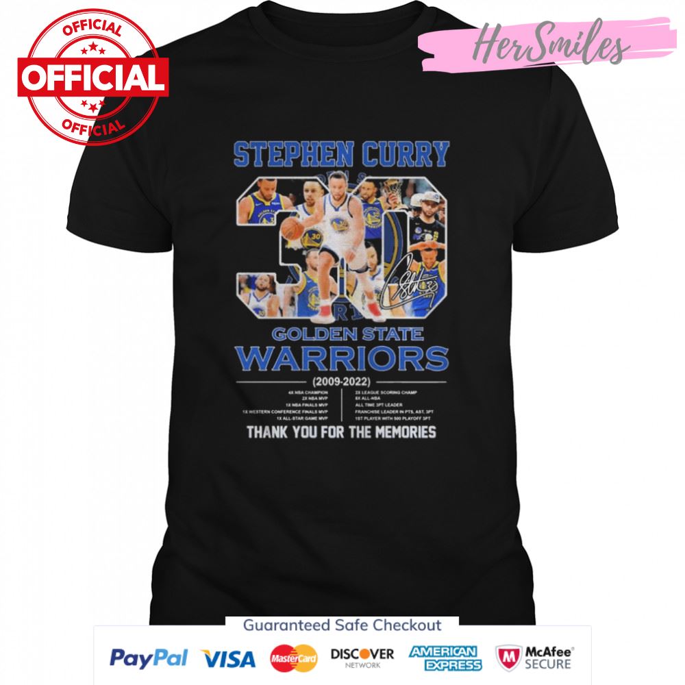 Stephen Curry 30 Golden State Warriors 2009-2022 thank you for the memories signature shirt
