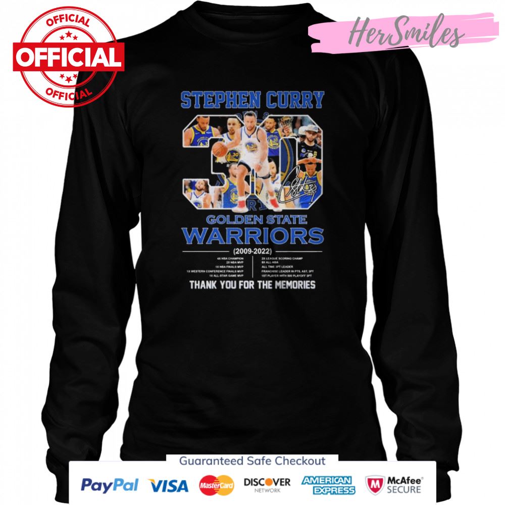 Stephen Curry 30 Golden State Warriors 2009-2022 thank you for the memories signature shirt Stephen Curry 30 Golden State Warriors 2009-2022 thank you for the memories signature shirt