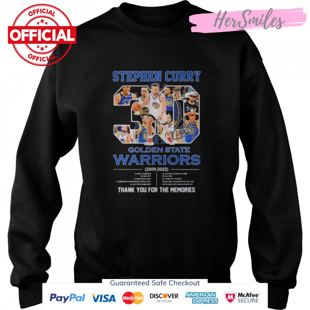 Stephen Curry 30 Golden State Warriors 2009-2022 thank you for the memories signature shirt Stephen Curry 30 Golden State Warriors 2009-2022 thank you for the memories signature shirt
