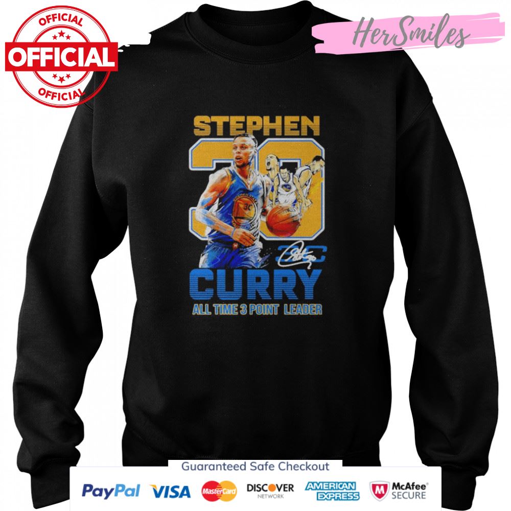 Stephen Curry 30 Golden State Warriors All Time 3 Point Leader Signature Shirt Stephen Curry 30 Golden State Warriors All Time 3 Point Leader Signature Shirt