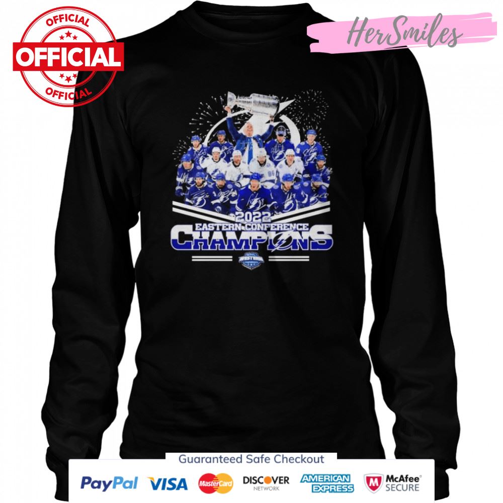 Tampa Bay Lightning 2022 NHL Eastern Conference Champions signatures shirt Tampa Bay Lightning 2022 NHL Eastern Conference Champions signatures shirt