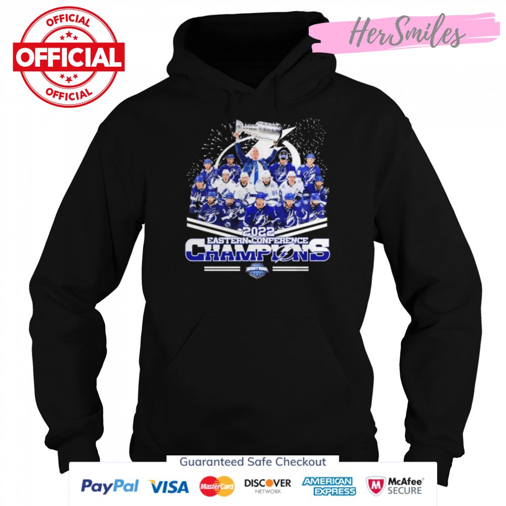 Tampa Bay Lightning 2022 NHL Eastern Conference Champions signatures shirt Tampa Bay Lightning 2022 NHL Eastern Conference Champions signatures shirt
