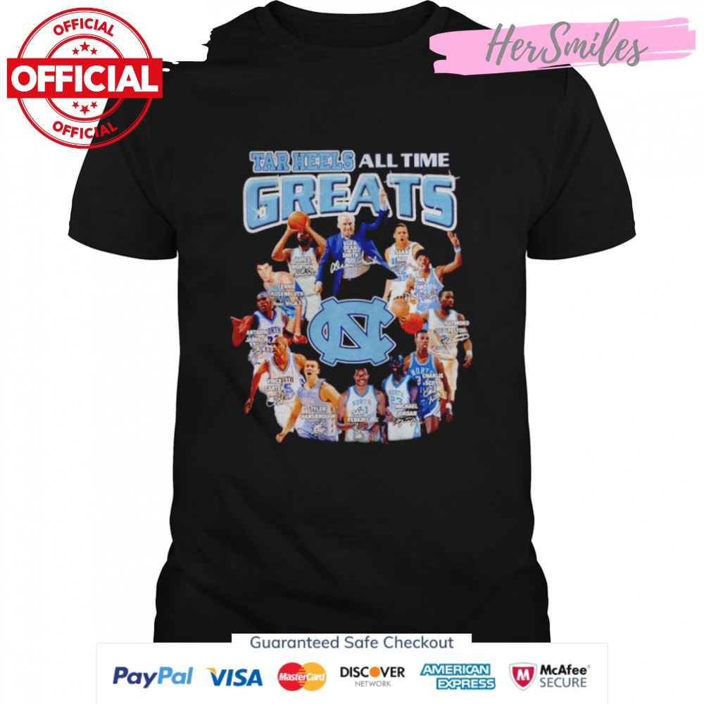 Tar Heels all time greats signatures shirt