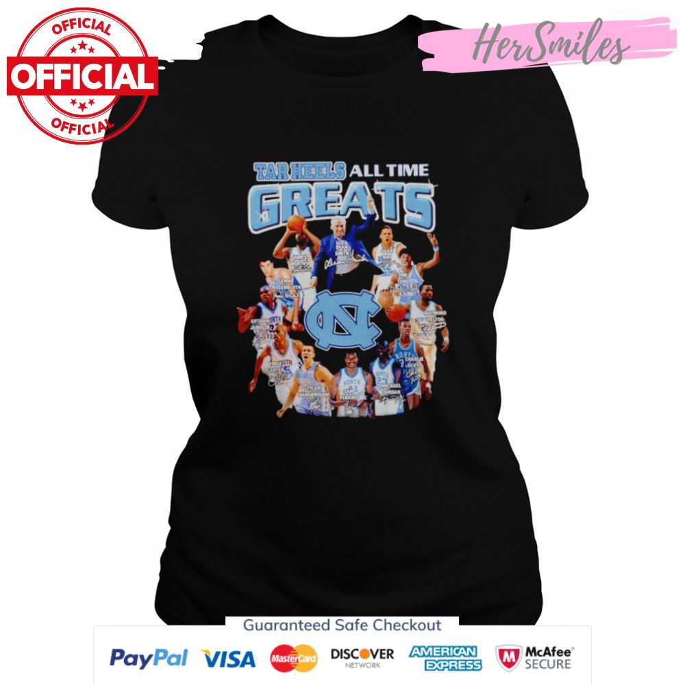 Tar Heels all time greats signatures shirt
